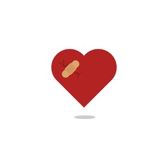 Broken Heart with Bandage Logo or Icon