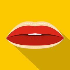 Red lips with lines drawn around it icon