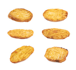 Baked potato slice composition, isolated
