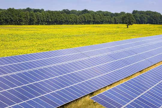 Solar energy station on a field in Brandenburg