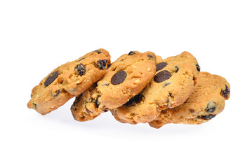 chocolate chip cookie isolated on white background