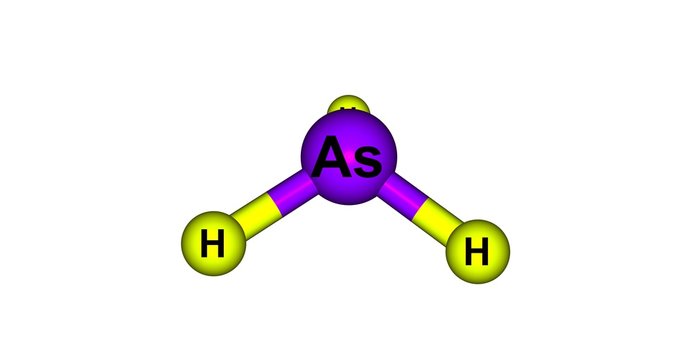 Arsine molecular structure isolated on white