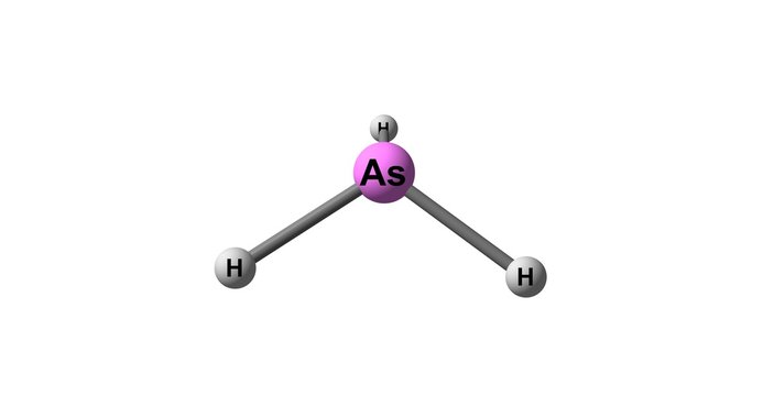 Arsine molecular structure isolated on white
