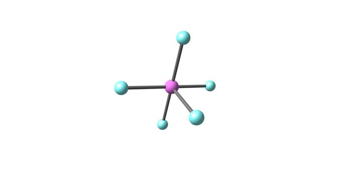 Arsenic pentafluoride molecular structure isolated on white