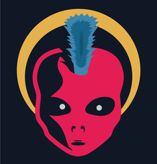 Alien face. Vector icon.