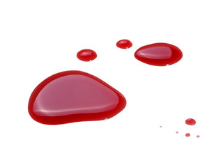 Blood spatter isolated on white background, with clipping path