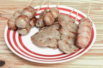 grilled pork food  Thai traditional with on wood background