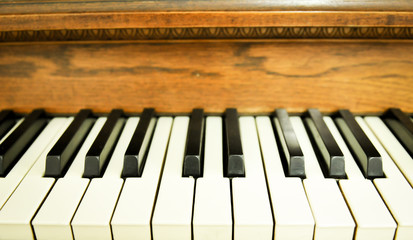 Fototapeta na wymiar Closeup of a piano keys with a selective focus