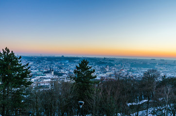 Lviv city scape during the sunset