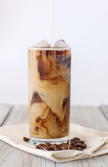 Iced coffee cafe latte on white
