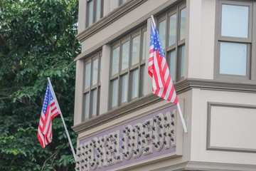 American flag tha thome proudly displaying their