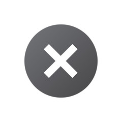 Cross sign gray element. Silver X icon isolated on white background. Mark graphic design. Round volume button for vote, decision, web. Symbol error, check, wrong or stop, failed. Vector illustration