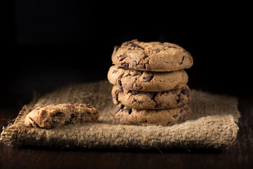 Pile of sweet chocolate cookies