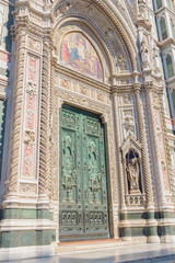 Entrance door of The Cathedral of Saint Mary of the Flower, Florence , Italy