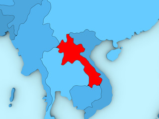 Laos on 3D map