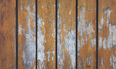 Fototapeta na wymiar Grey and orange background with wooden texture horizontal top view isolated, vintage dark wood backdrop, old light blue rustic board, space blank back on the table, mockup nuture wall