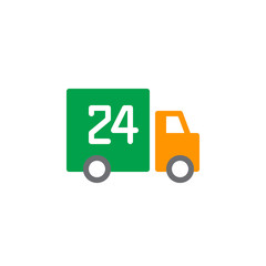 24 hours delivery track icon vector, filled flat sign, solid colorful pictogram isolated on white. Symbol, logo illustration