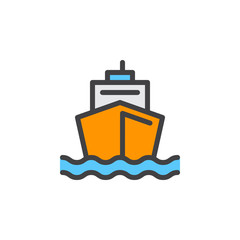 Boat line icon, filled outline vector sign, linear colorful pictogram isolated on white. Ship by sea symbol, logo illustration