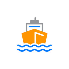 Boat icon vector, filled flat sign, solid colorful pictogram isolated on white. Ship by sea symbol, logo illustration