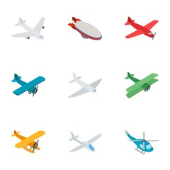 Aviation icons, isometric 3d style