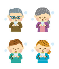 お茶を飲む家族　セット