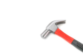 Iron hammer on white background