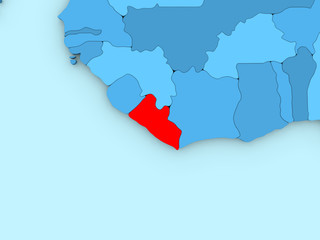 Fototapeta premium Liberia on 3D map