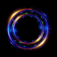Abstract neon background. luminous swirling. Glowing spiral cover. 
Black elegant. Halo around. Power isolated. Sparks particle.
Space tunnel. Glossy jellyfish. LED color ellipse. Glint glitter
