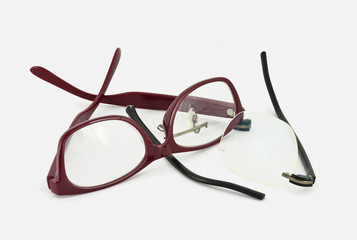 red and black eyeglasses