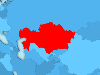 Fototapeta premium Kazakhstan on 3D map