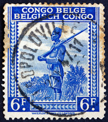 Postage stamp Belgian Congo 1942 Askari, soldier