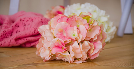 bright bouquet of flowers on the floor