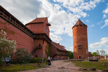 Fototapeta na wymiar Ruins of medieval Turaida castle in Latvia. Summer daytime.