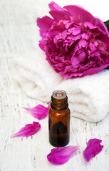 Peony flowers and massage oils