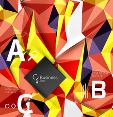 3d polygonal object triangles, abstract background