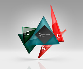 Geometric glass triangles abstract background