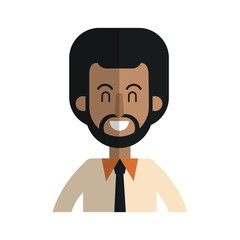 happy man wearing a tie cartoon icon over white background. vector illustration