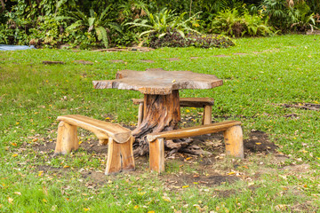 Set of wooden table and chairs