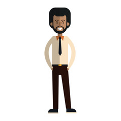 happy man wearing a tie cartoon icon over white background. vector illustration