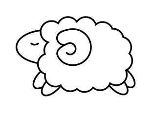 ヒツジ(線画、眠い)