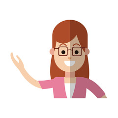 happy woman with glasses cartoon icon over white background. colorful design. vector illustration