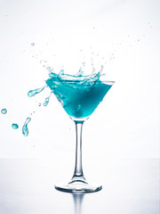 Blue curacao cocktail with splash