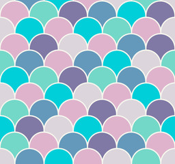 Abstract colorful scallop seamless vector pattern. Fish or reptile scales repeat wallpaper.