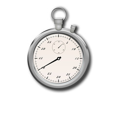 Stopwatch on white background with clipping path. Stopwatch metallic color insulated . Icon
