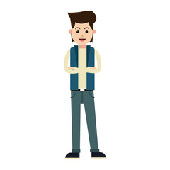 happy young man cartoon icon over white background. vector illustration