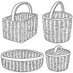 Obraz premium vector set of wicker basket