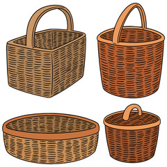Obraz premium vector set of wicker basket