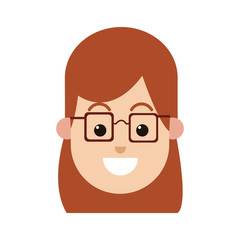 happy woman with glasses cartoon icon over white background. colorful design. vector illustration