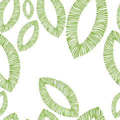 Seamless pattern with tropical leaves.
