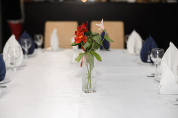 Flowers on a decorated table